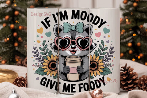 Moody Foodie Raccoon 20oz Tumbler Wrap Sublimation DesignSVG 