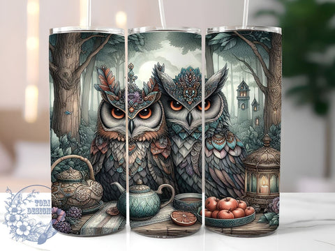 Moody Gothic Owls Couple 20oz Skinny Tumbler, Owl Tumbler Png, Straight & Tapered Tumbler Wrap, Instant Digital Download Sublimation ToriDesigns 