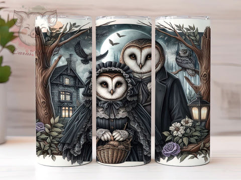 Moody Gothic Owls Couple 20oz Tumbler Png, Straight & Tapered Tumbler Png, Gothic Owls Tumbler Png, Digital Download PNG Sublimation Lara' s Designs 
