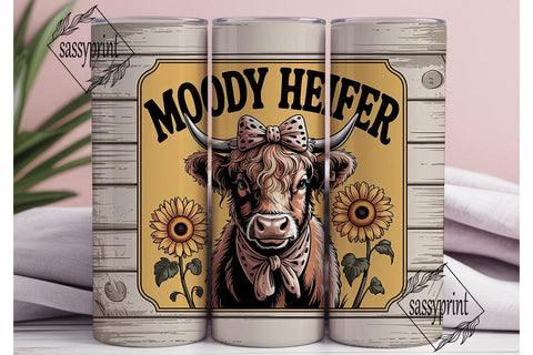 Moody Heifer 20oz Tumbler Wrap Sublimation sassyprint 