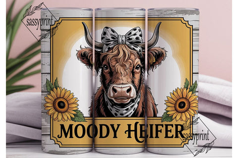 Moody Heifer 20oz Tumbler Wrap Sublimation sassyprint 
