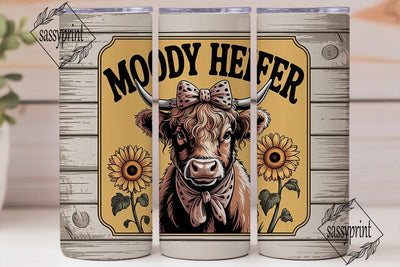 Moody Heifer 20oz Tumbler Wrap Sublimation sassyprint 