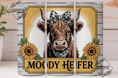 Moody Heifer 20oz Tumbler Wrap Sublimation sassyprint 