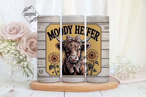 Moody Heifer 20oz Tumbler Wrap Sublimation sassyprint 