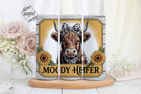 Moody Heifer 20oz Tumbler Wrap Sublimation sassyprint 