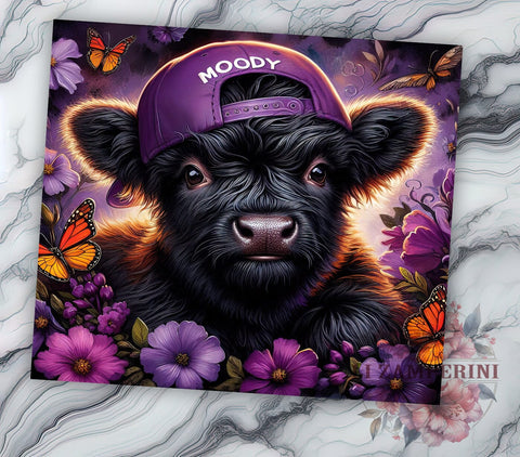 Moody Highland Cow 20oz Tumbler Wrap PNG, Moody Cow Tumbler PNG Sublimation Design, Straight & Tapered Tumbler Wrap, Instant Digital Download Sublimation Li Zamperini 