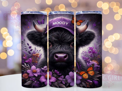 Moody Highland Cow 20oz Tumbler Wrap Sublimation Design, Straight Tapered Tumbler Wrap, Moody Cow Tumbler Png, Instant Digital Download Sublimation SvggirlplusArt 