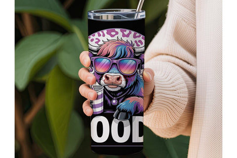 Moody Highland Cow 20oz Tumbler Wrap Sublimation DesignSVG 