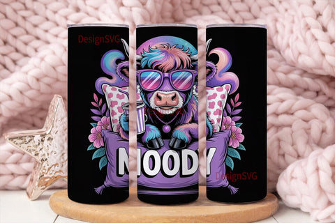 Moody Highland Cow 20oz Tumbler Wrap Sublimation DesignSVG 