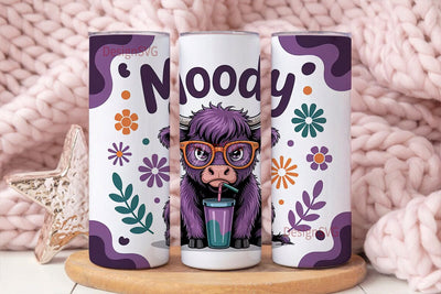 Moody Highland Cow 20oz Tumbler Wrap Sublimation DesignSVG 