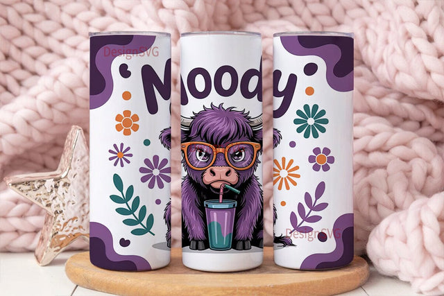 Moody Highland Cow 20oz Tumbler Wrap Sublimation DesignSVG 