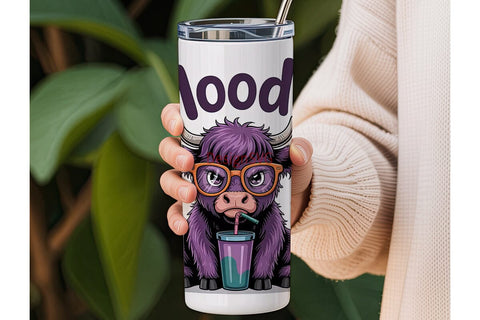Moody Highland Cow 20oz Tumbler Wrap Sublimation DesignSVG 