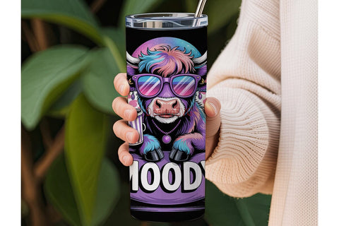 Moody Highland Cow 20oz Tumbler Wrap Sublimation DesignSVG 