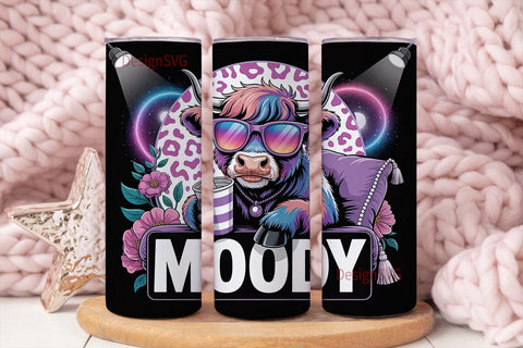 Moody Highland Cow 20oz Tumbler Wrap Sublimation DesignSVG 