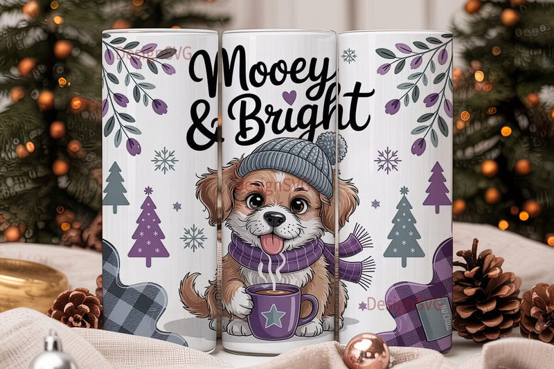 Mooey & Bright Christmas Tumbler Wrap Sublimation DesignSVG 