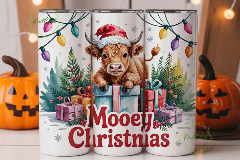 Mooey Christmas 20oz Tumbler Wrap Sublimation PixelChick 
