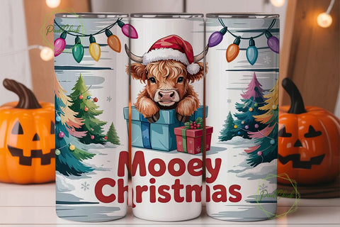 Mooey Christmas 20oz Tumbler Wrap Sublimation PixelChick 