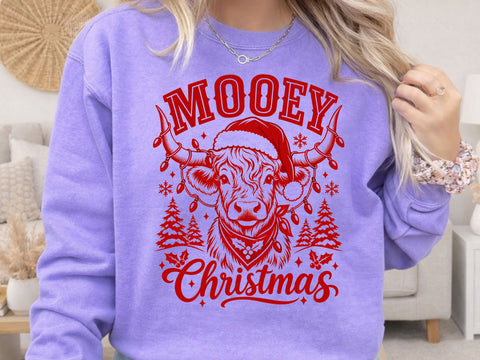 Mooey Christmas Highland Cow Red PNG Art SVG DesignDestine 