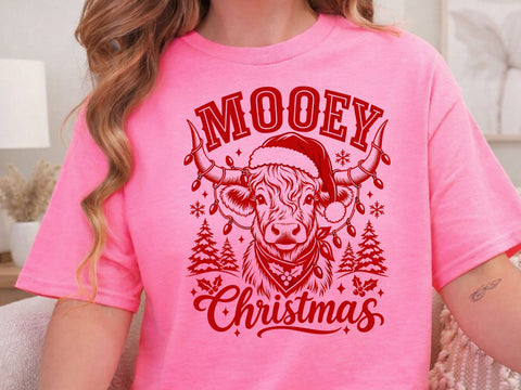Mooey Christmas Highland Cow Red PNG Art SVG DesignDestine 