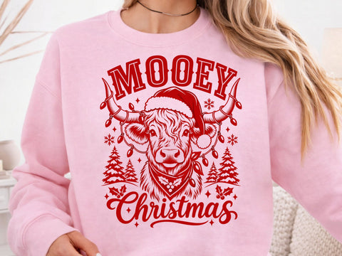 Mooey Christmas Highland Cow Red PNG Art SVG DesignDestine 
