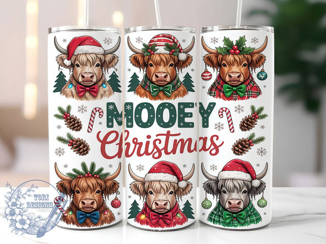 Mooey Christmas Highland Cow Tumbler, Mooey Christmas Wrap, 20oz Tumbler Sublimation, Cute Farm Animal Holiday Design, Festive Cow Sublimation, Rustic Country Christmas Tumbler, Cozy Winter Wrap Sublimation ToriDesigns 