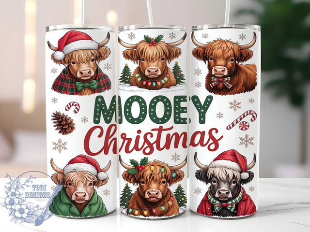 Mooey Christmas Highland Cow Tumbler, Mooey Christmas Wrap, 20oz Tumbler Sublimation, Cute Farm Animal Holiday Design, Festive Cow Sublimation, Rustic Country Christmas Tumbler, Cozy Winter Wrap Sublimation ToriDesigns 