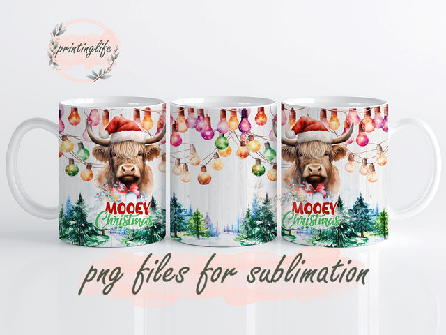 Mooey Christmas Mug Wrap Design, Instant Digital Design Download Mug Wrap Design, Mug Design PNG Sublimation PrintingLife 