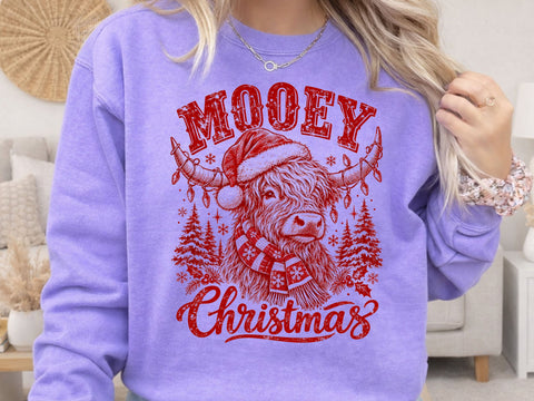 Mooey Christmas Vintage Highland Cow PNG SVG DesignDestine 