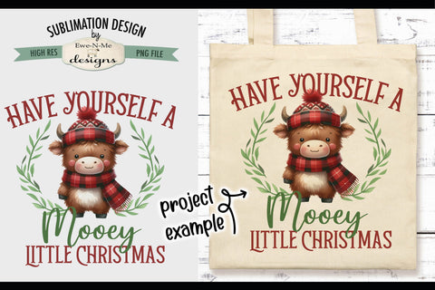 Mooey Little Christmas | PNG Design for Sublimation or DTF Sublimation Ewe-N-Me Designs 