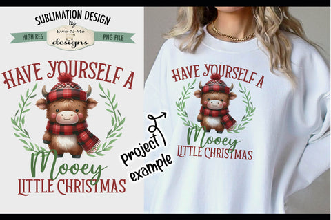 Mooey Little Christmas | PNG Design for Sublimation or DTF Sublimation Ewe-N-Me Designs 