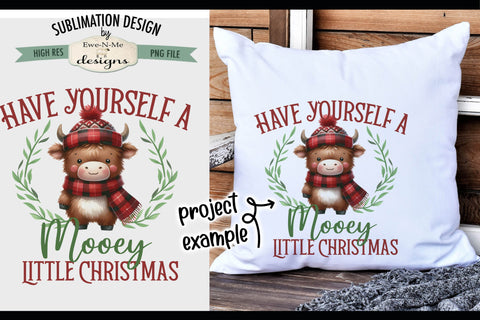 Mooey Little Christmas | PNG Design for Sublimation or DTF Sublimation Ewe-N-Me Designs 