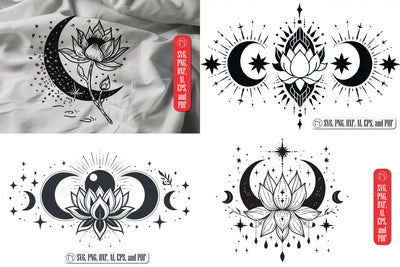 Moon and Lotus Yoga SVG cut file Bundle SVG MD JOYNAL ABDIN 