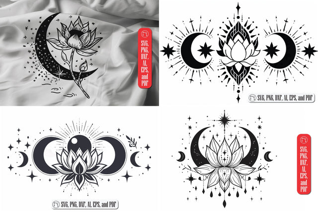 Moon and Lotus Yoga SVG cut file Bundle SVG MD JOYNAL ABDIN 
