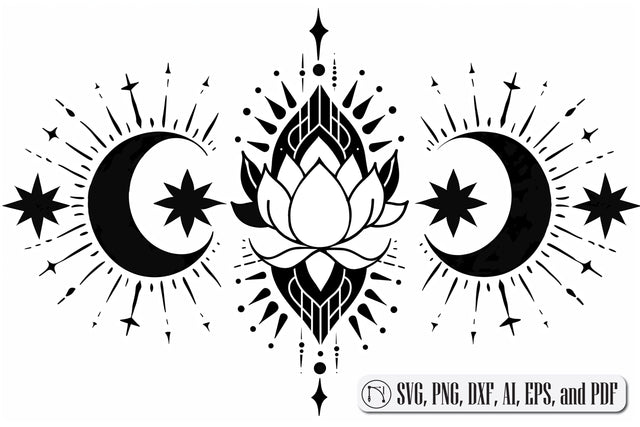 Moon and Lotus Yoga SVG cut file SVG MD JOYNAL ABDIN 