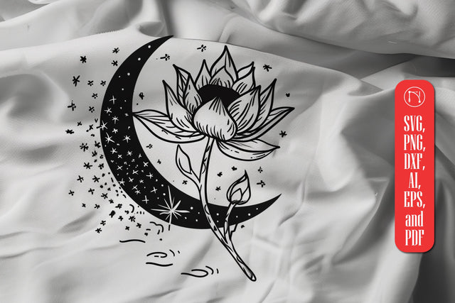 Moon and Lotus Yoga SVG cut file SVG MD JOYNAL ABDIN 