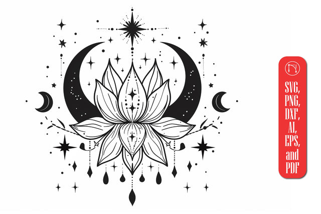 Moon and Lotus Yoga SVG cut file SVG MD JOYNAL ABDIN 