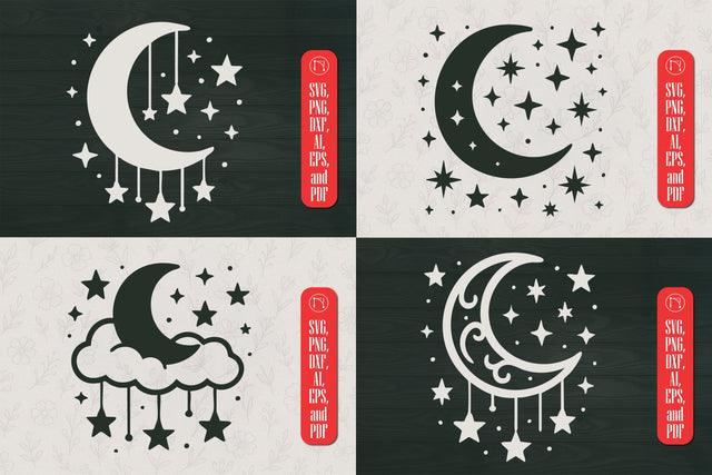 Moon and Stars Dreamy Decor SVG Cut File Bundle SVG MD JOYNAL ABDIN 