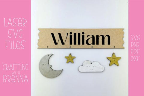 Moon and Stars Nursery Sign Laser SVG File SVG Crafting With Brenna 