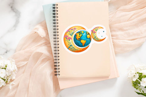 Moon and world clipart Sticker Design Sublimation Regulrcrative 