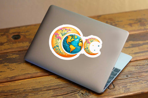 Moon and world clipart Sticker Design Sublimation Regulrcrative 