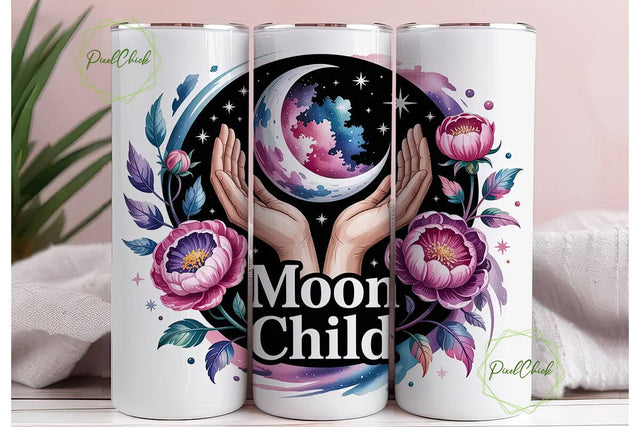 Moon Child 20oz Tumbler Wrap Sublimation PixelChick 
