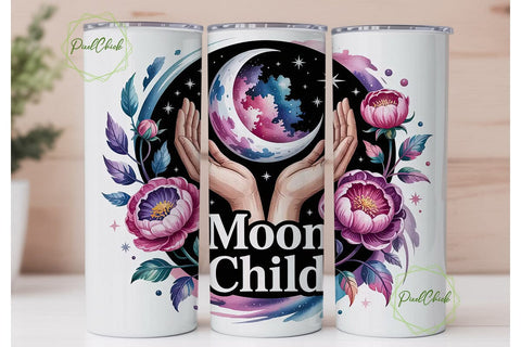 Moon Child 20oz Tumbler Wrap Sublimation PixelChick 