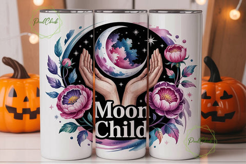 Moon Child 20oz Tumbler Wrap Sublimation PixelChick 