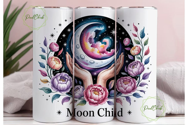 Moon Child 20oz Tumbler Wrap Sublimation PixelChick 
