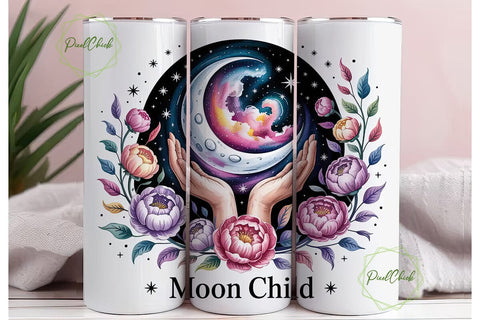 Moon Child 20oz Tumbler Wrap Sublimation PixelChick 