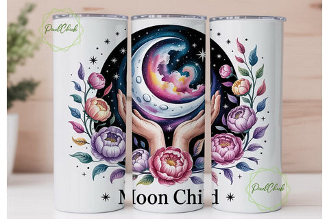 Moon Child 20oz Tumbler Wrap Sublimation PixelChick 