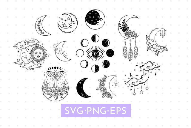 Moon Clipart Bundle SVG MaiaLunaDesign 