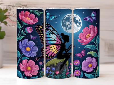 Moon Fairy 20oz Tumbler Wrap, Fairy Silhouette, Butterfly Fairy, Mystical Design, Nature Fantasy, 20oz Tumbler Wrap, Sublimation PNG Sublimation Lara' s Designs 