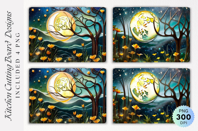 Moon Glass Cutting Board PNG Design Sublimation Regulrcrative 