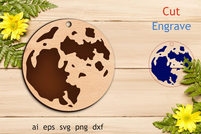 Moon keychain svg, Laser engraving template SVG AnastasiyaArtDesign 